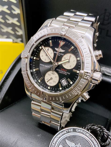 breitling colt chronograph black dial a73380|breitling chrono a73380.